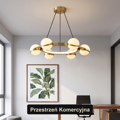 Żyrandol do salonu mosiądz | Davella