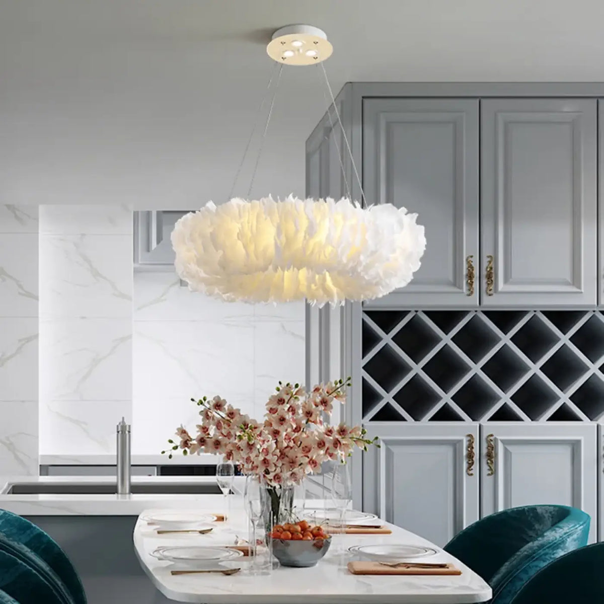 Żyrandol do szarego salonu w stylu art déco