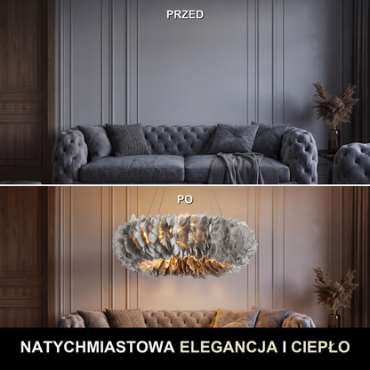 Żyrandol do szarego salonu | Amarosa – przed i po