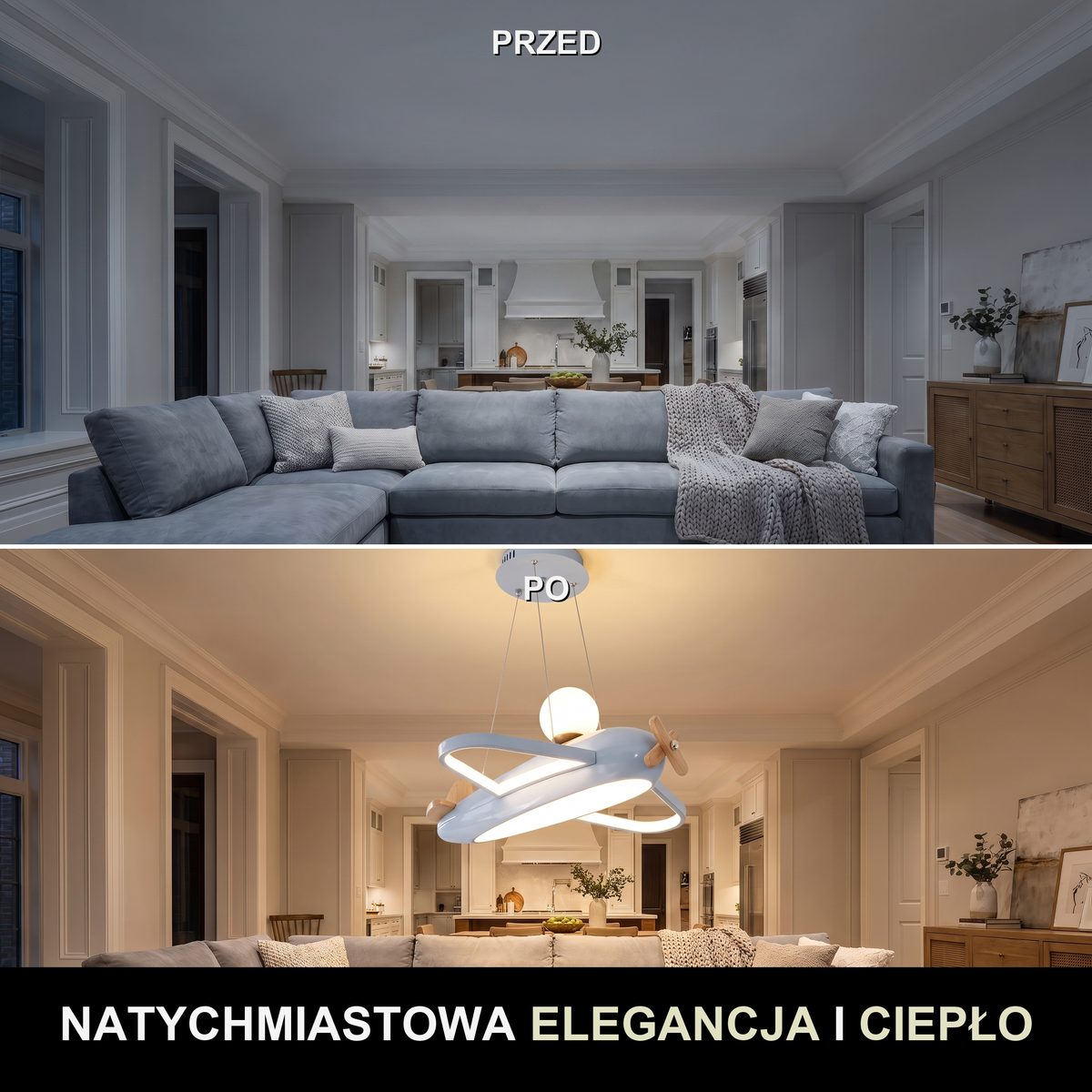Żyrandol dziecięcy dla dziewczynki | Fiorana – przed i po