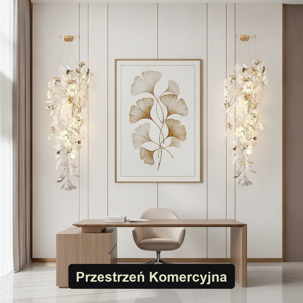 Żyrandol liście miłorzębu Ginkgo | FOGLIA – przestrzeń komercyjna