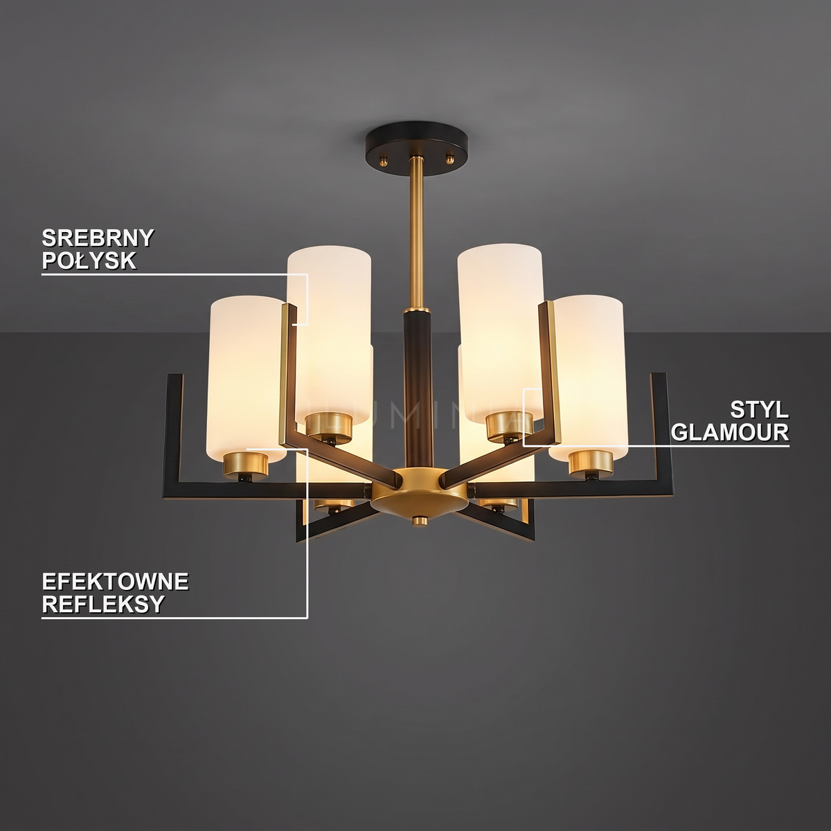 Żyrandol glamour srebrny | Ricora