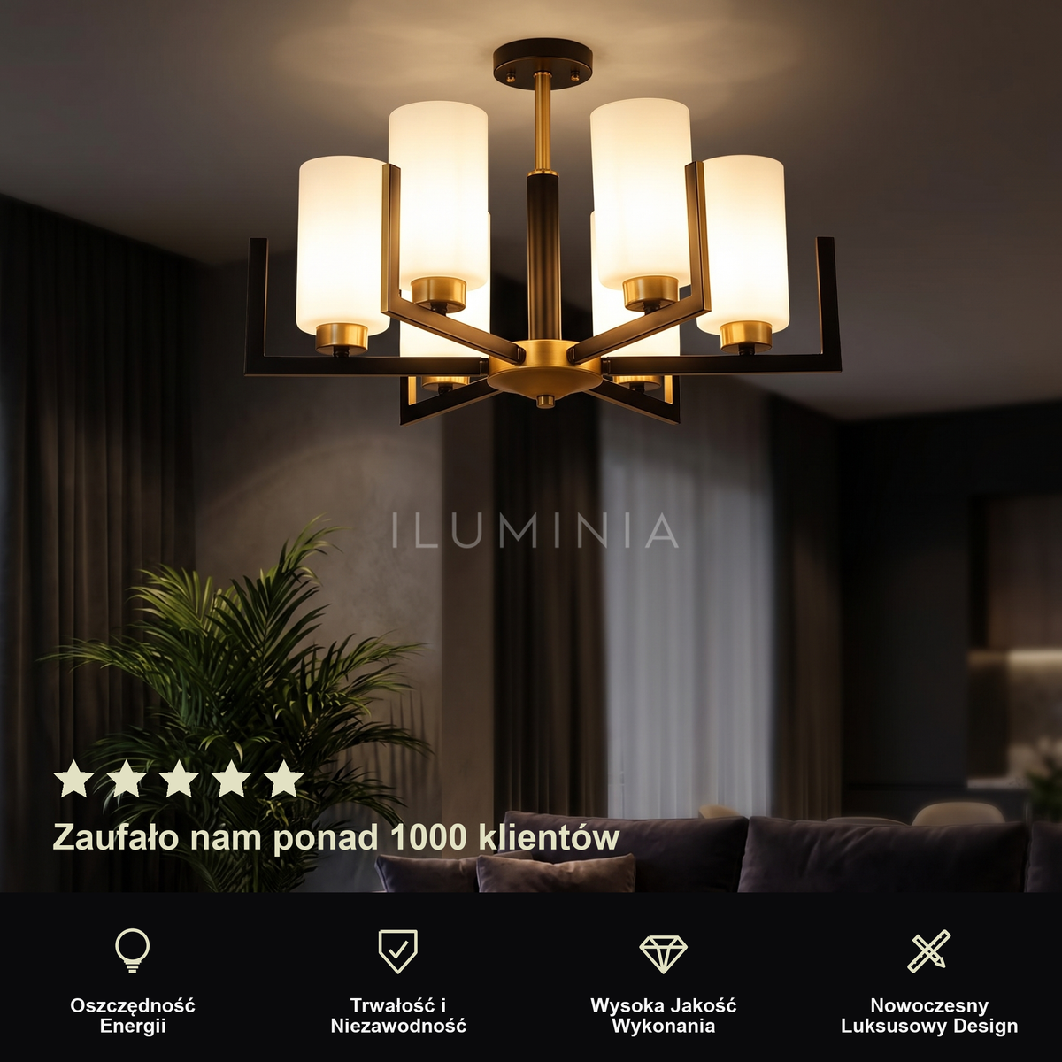 Żyrandol glamour srebrny | Ricora