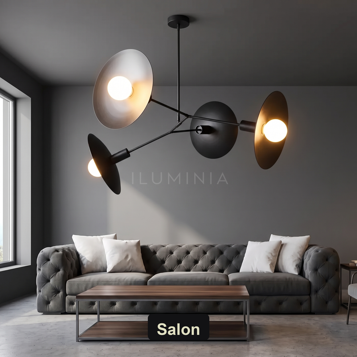 Żyrandol industrialny czarny | Celetta