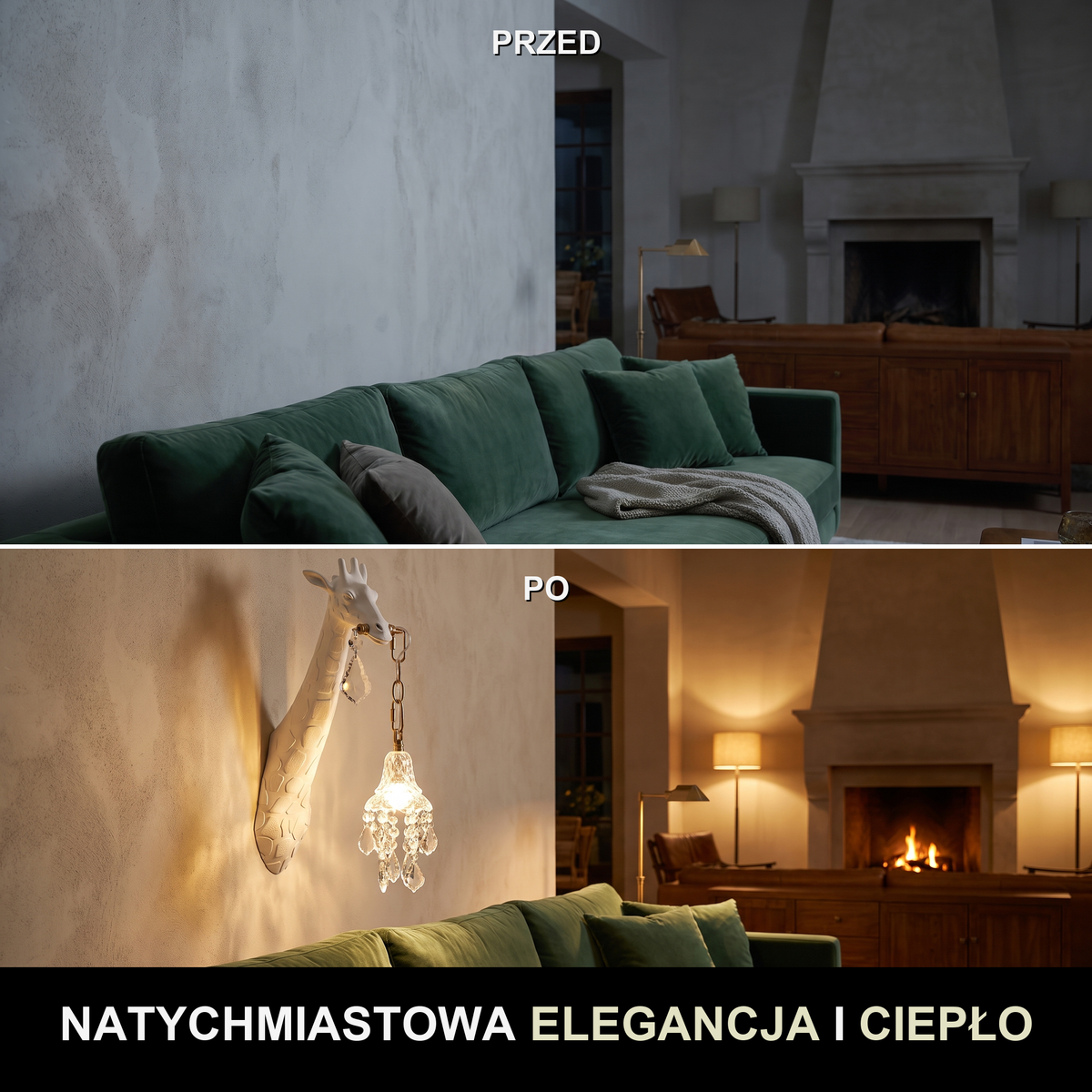 Kinkiet głowa żyrafy z kryształkami | SAFIRA