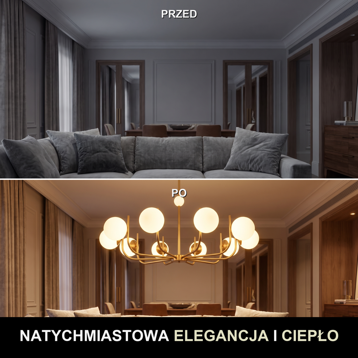Żyrandol klasyczny biały | Bressa