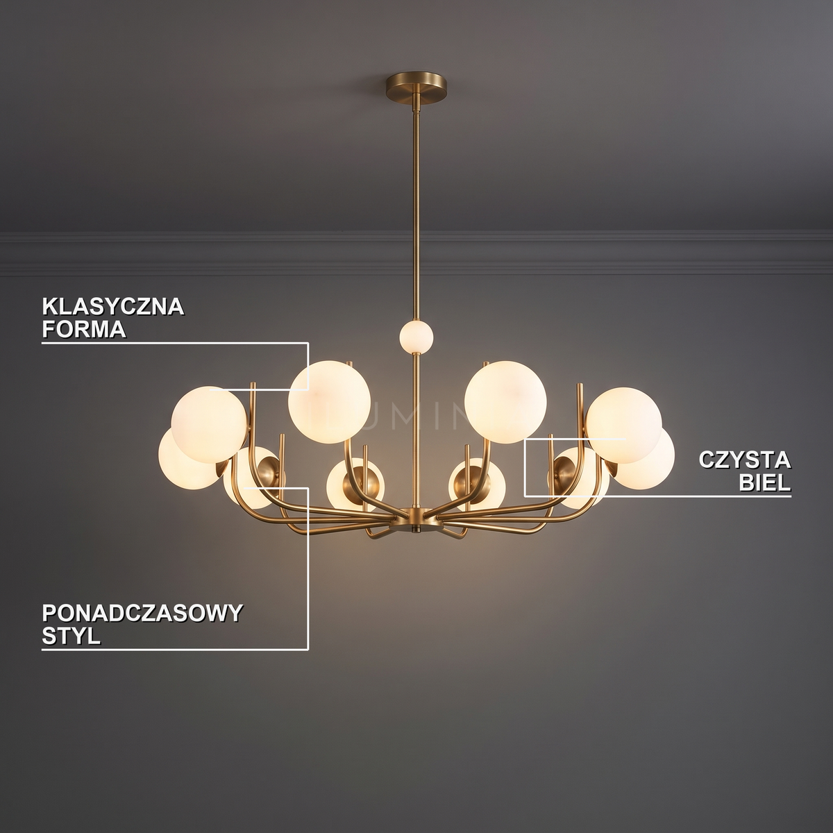 Żyrandol klasyczny biały | Bressa