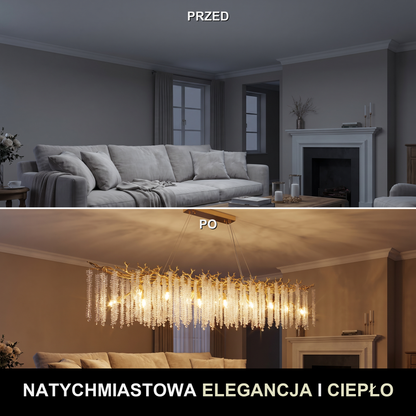 Żyrandol kryształowy nad stół | AURELIA – przed i po