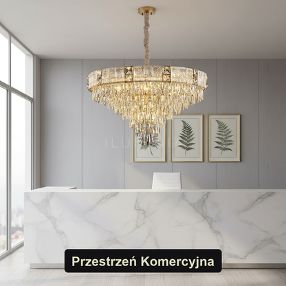 Żyrandol kryształowy złoty | AUREO – przestrzeń komercyjna