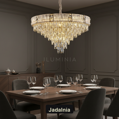 Żyrandol kryształowy złoty | AUREO – jadalnia