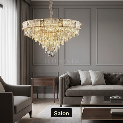 Żyrandol kryształowy złoty | AUREO – salon
