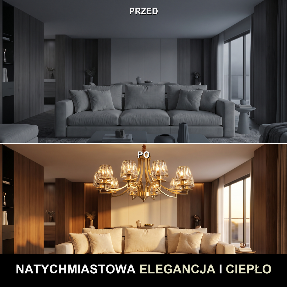Żyrandol mosiężny do salonu | Capola