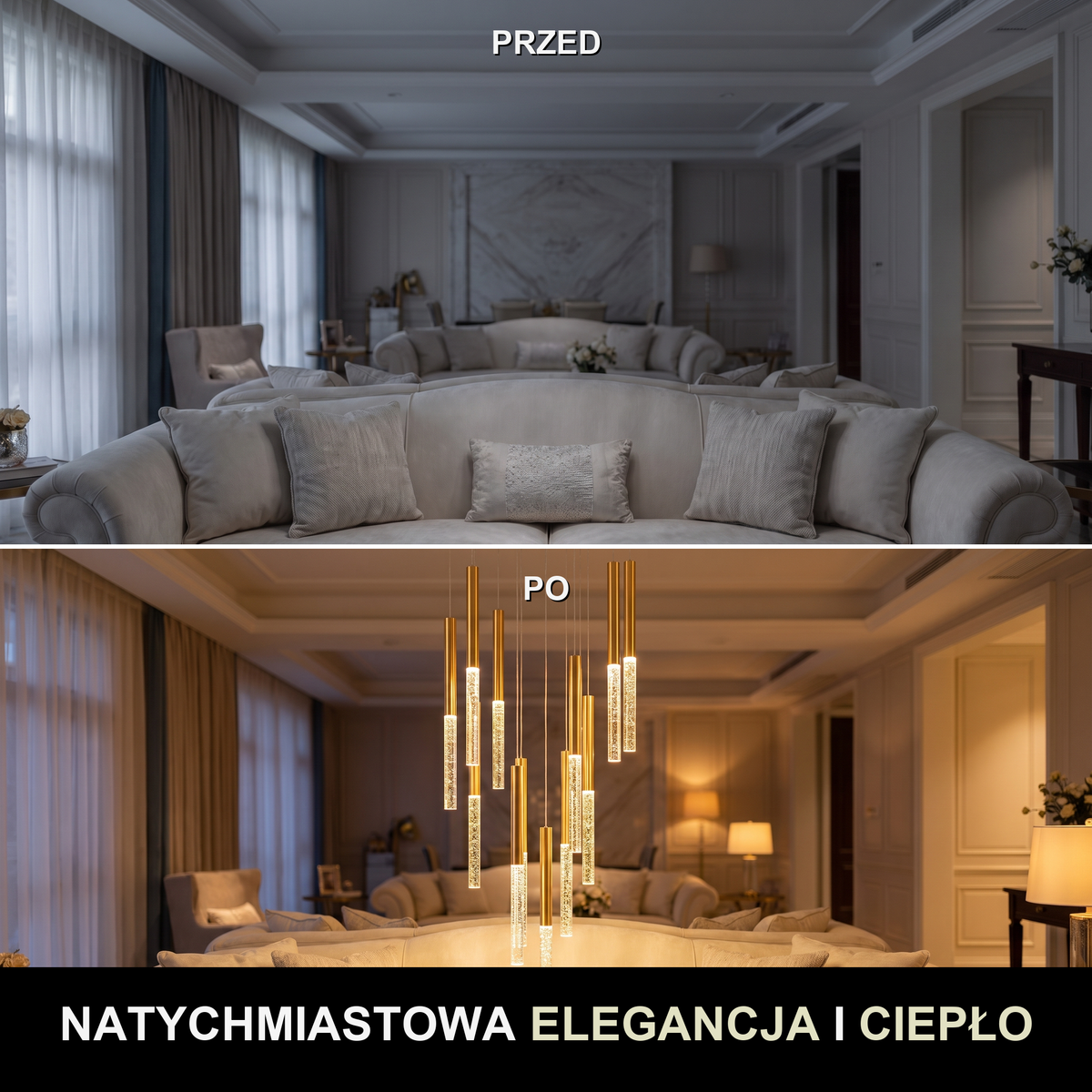 Żyrandol na schody | Castella – przed i po