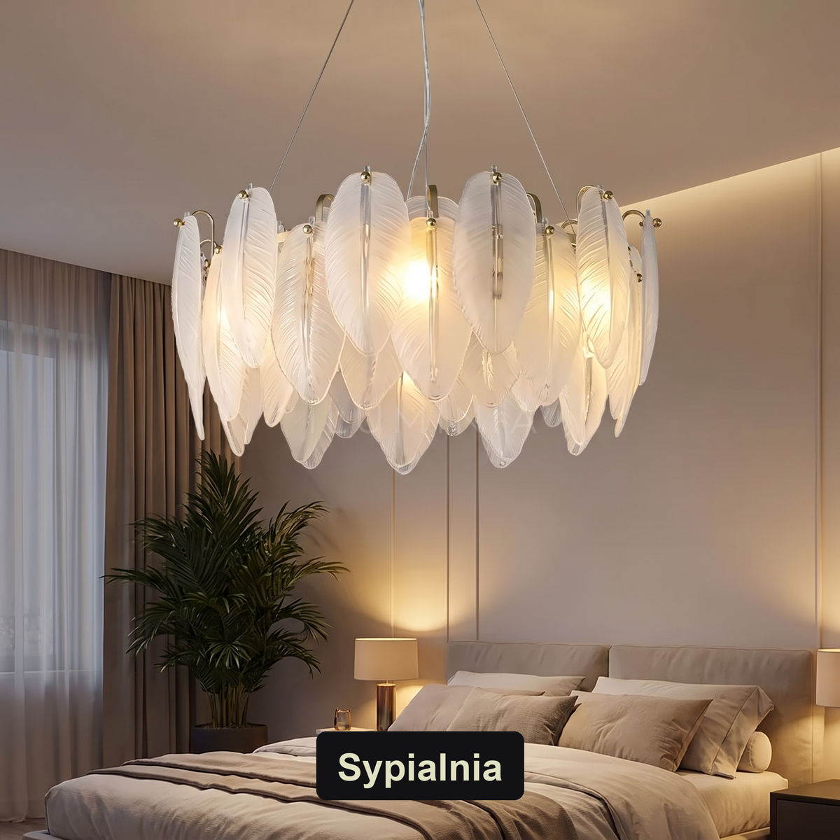 Żyrandol pióra | Rinella – sypialnia