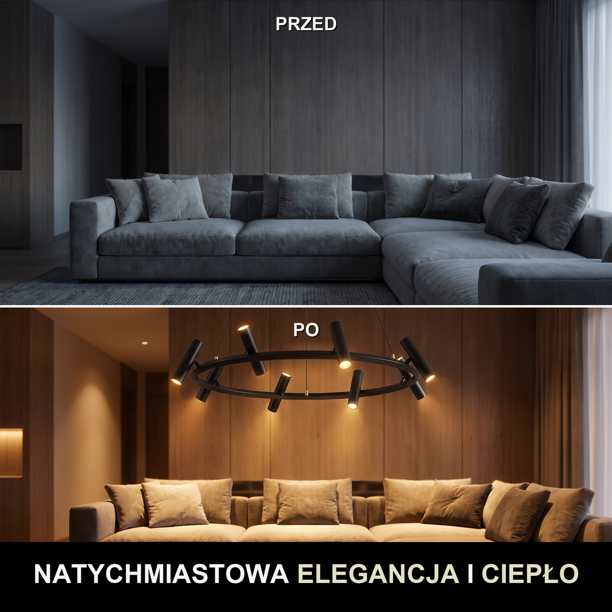 Żyrandol reflektory | Vivuna – przed i po
