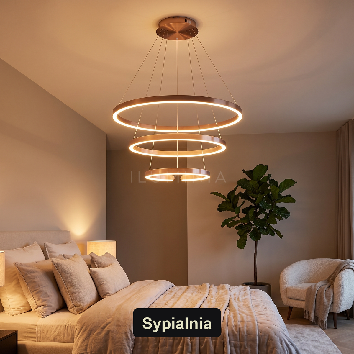 Żyrandol różowe złoto | Terisa – sypialnia