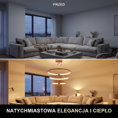 Żyrandol różowe złoto | Terisa – przed i po