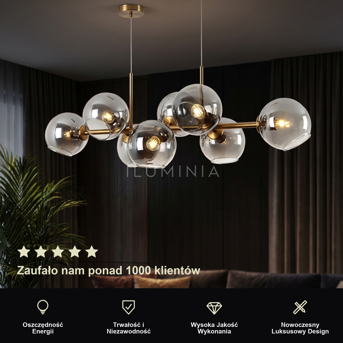 Żyrandol srebrny kule | Sienelia
