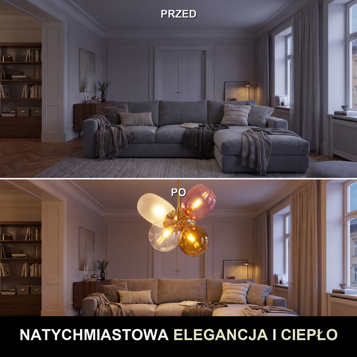 Żyrandol szklany kolorowy | Faelita