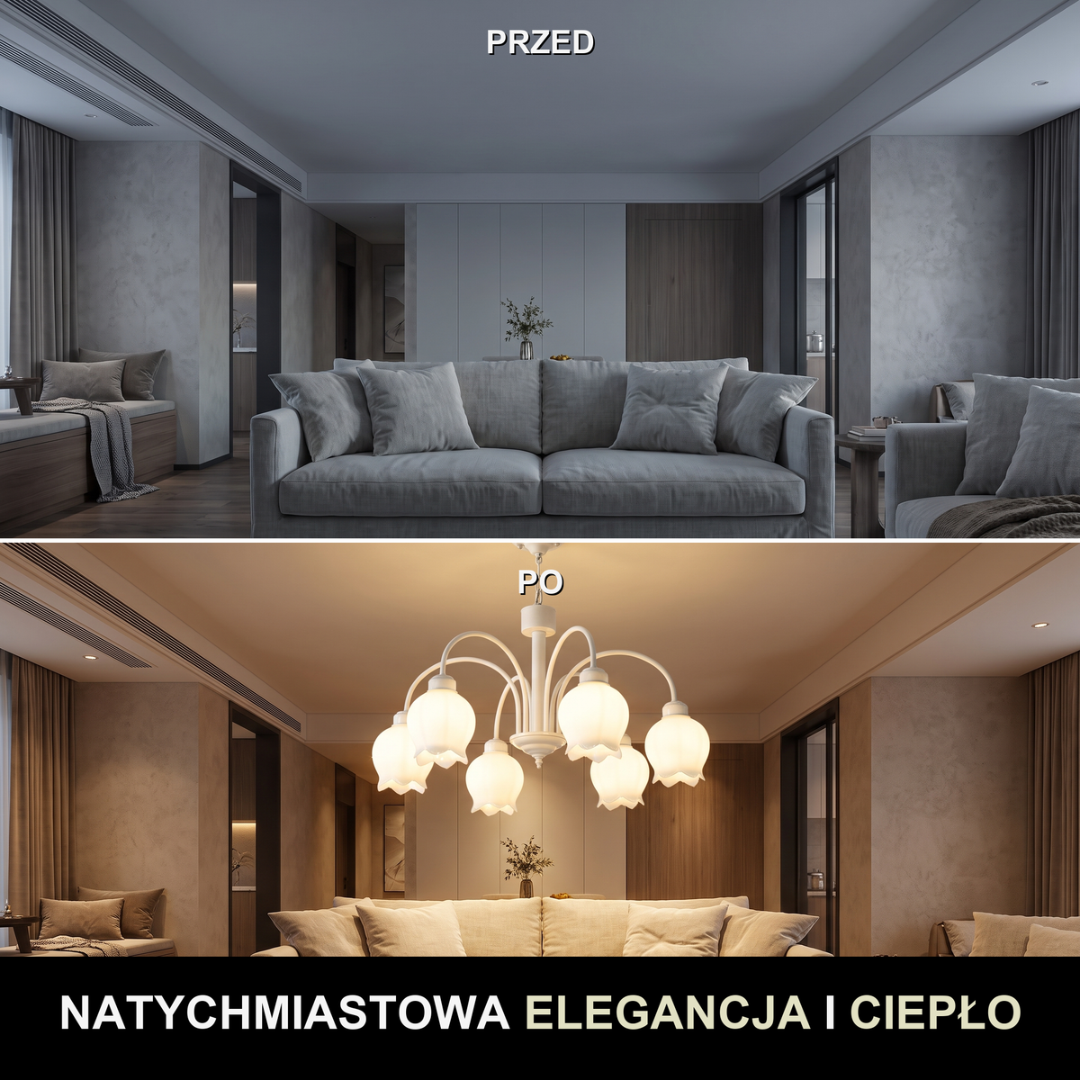 Żyrandol z kwiatami | Simenza – przed i po