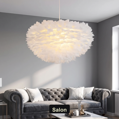 Żyrandol z piór kolorowy | Zanoria – salon