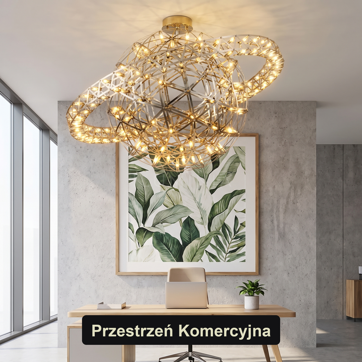 Żyrandol złota kula | Lucanta