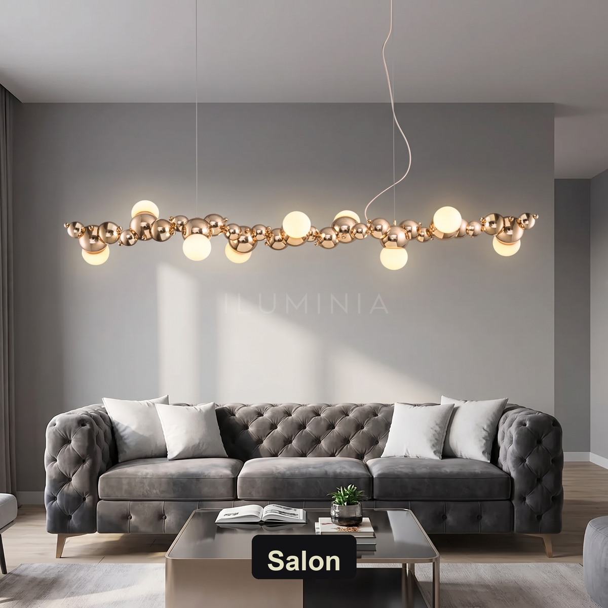 Żyrandol złoty kule | Ricena – salon