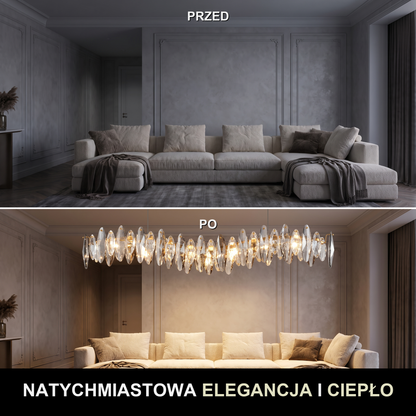Nowoczesny żyrandol LED liniowy srebrny | Pietta – przed i po