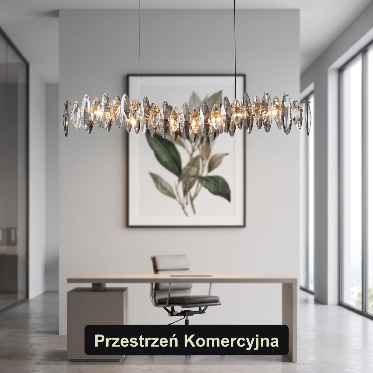 Nowoczesny żyrandol LED liniowy srebrny | Pietta – przestrzeń komercyjna