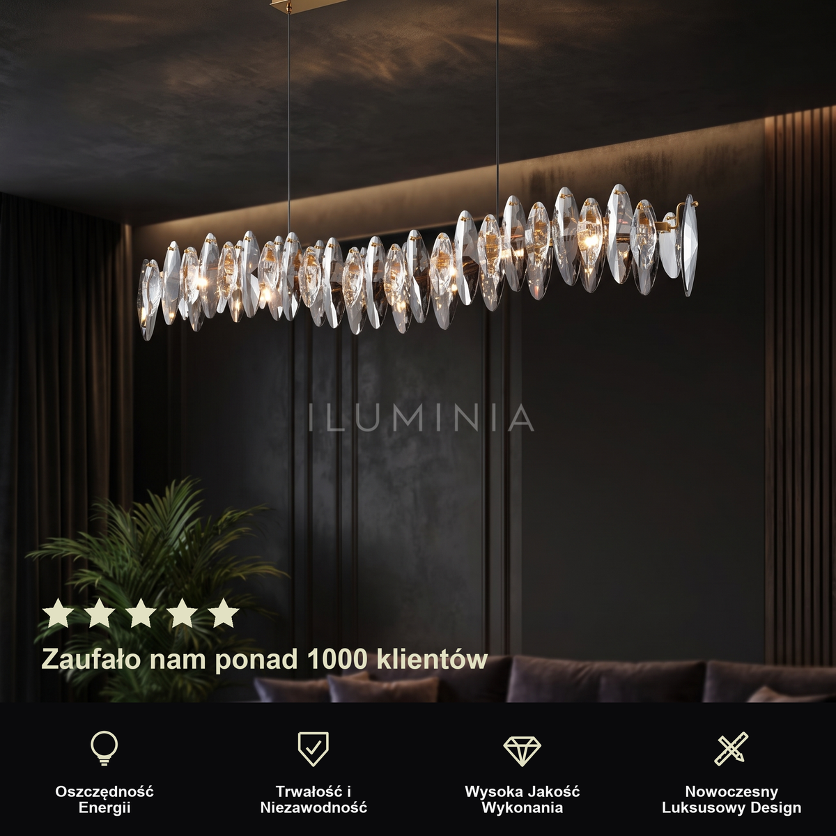 Nowoczesny żyrandol LED liniowy srebrny | Pietta – prezentacja