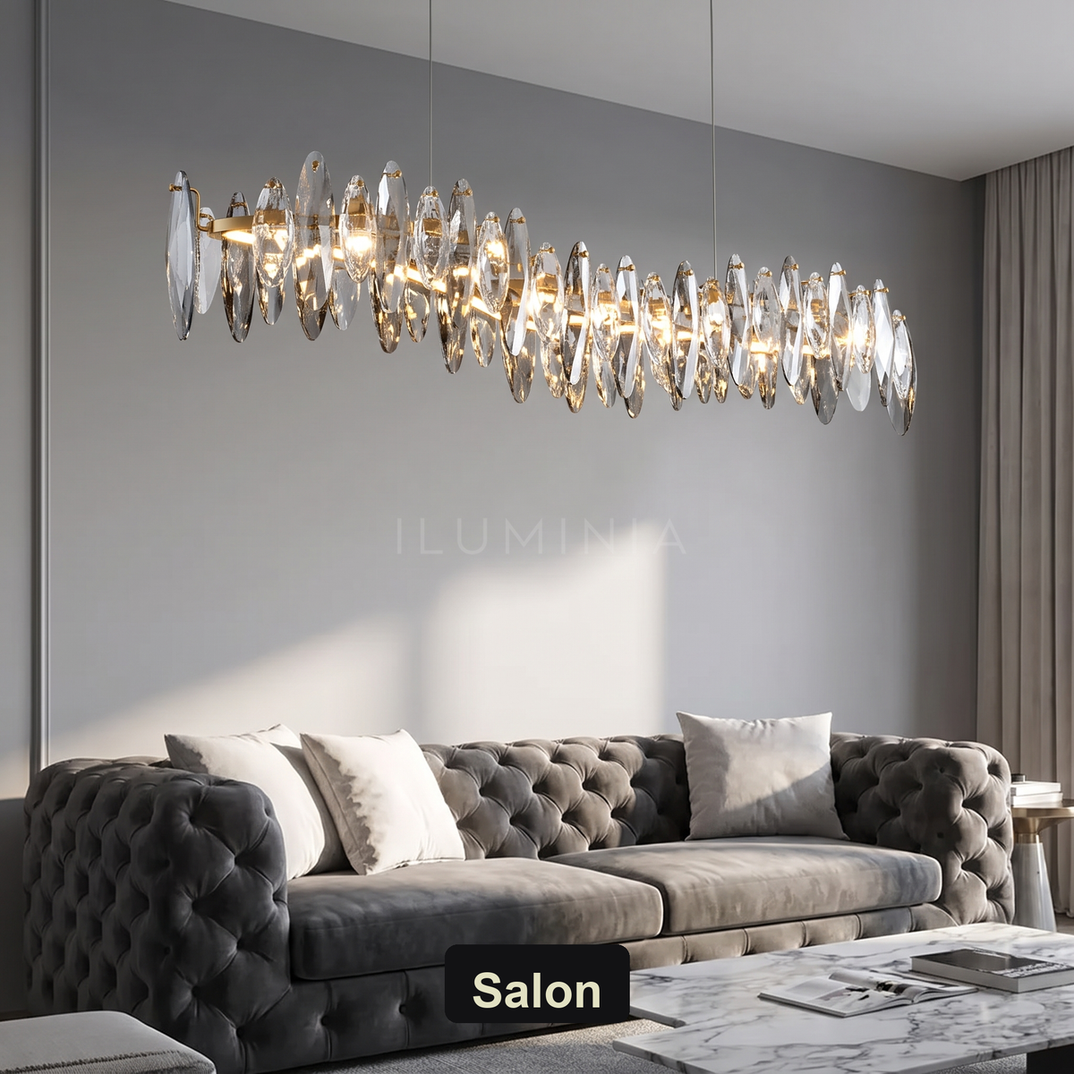 Nowoczesny żyrandol LED liniowy srebrny | Pietta – salon