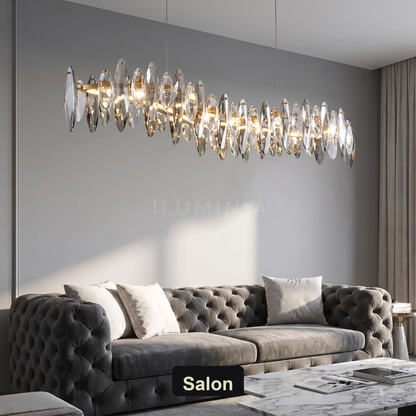 Nowoczesny żyrandol LED liniowy srebrny | Pietta – salon