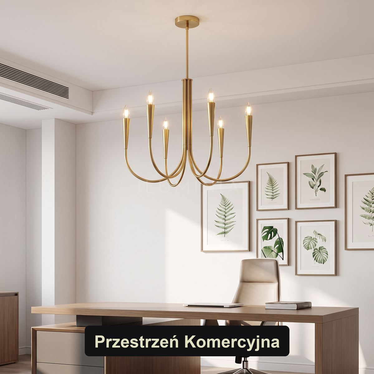 Żyrandol w stylu vintage świecznikowy złoty | Clarelia